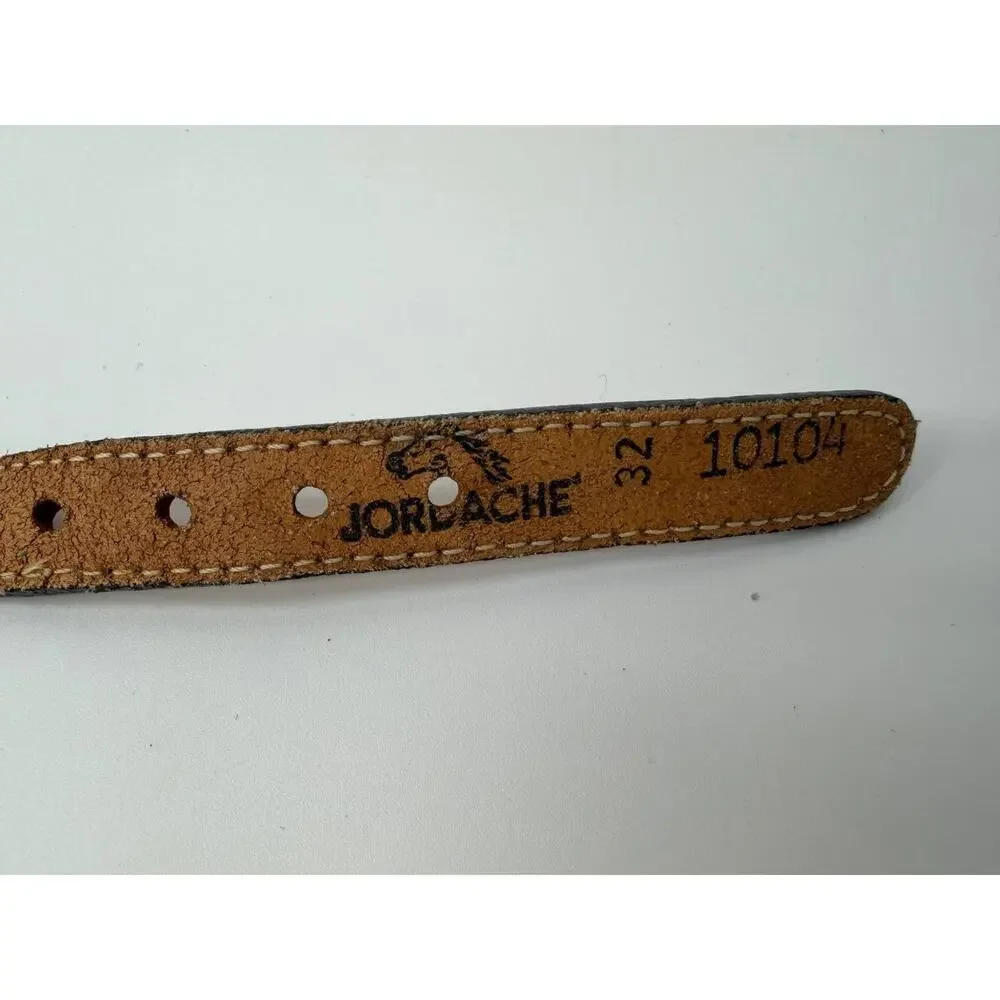 Vintage Jordache Canvas Leather Belt Cream Tan Brass Buckle Unisex USA